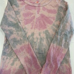 Crewcuts Pink and Gray Tie-Dye Long Sleeve Shirt